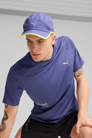 Runner Short Visor 5 Panel Cap, Blue Crystal, extralarge-GBR