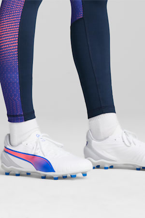 KING MATCH FG/AG Football Boots, PUMA White-Bluemazing-Flat Light Gray, extralarge-GBR