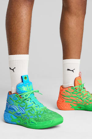 PUMA HOOPS x TMNT MB.04 LM Basketball Shoes Unisex, Fluro Green Pes-PUMA Green-Bright Aqua-Orange Glow, extralarge-GBR