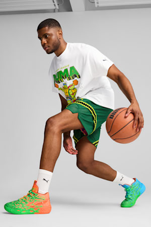 PUMA HOOPS x TMNT MB.04 LM Basketball Shoes Unisex, Fluro Green Pes-PUMA Green-Bright Aqua-Orange Glow, extralarge-GBR