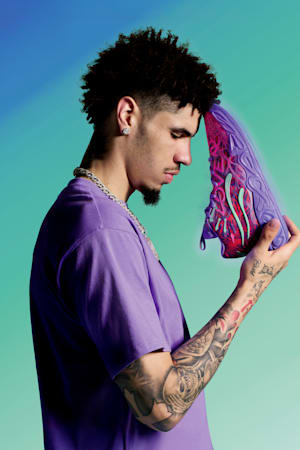 MB.04 Creativity Basketball Shoes Unisex, Dark Amethyst-Orange Glow-Poison Pink-Electric Peppermint, extralarge-GBR