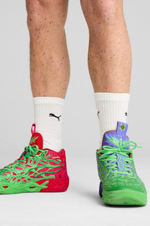 PUMA HOOPS x TMNT MB.04 RD Basketball Shoes Unisex, Fluro Green Pes-PUMA Red-Dark Amethyst, extralarge-GBR
