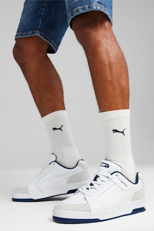 Slipstream Lo Retro Trainers, PUMA White-PUMA White-Club Navy, extralarge-GBR