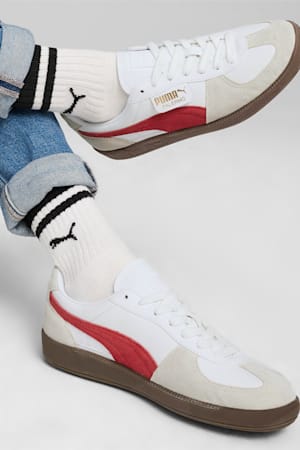 Palermo Leather Sneakers Unisex, PUMA White-Vapor Gray-Club Red, extralarge-GBR