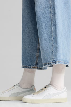 Clyde Leather Sneakers Unisex, PUMA White-Silver Mist-Frosted Ivory, extralarge-GBR