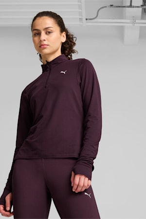 RUN FAVOURITE Quarter-Zip Running Top Women, Midnight Plum, extralarge-GBR