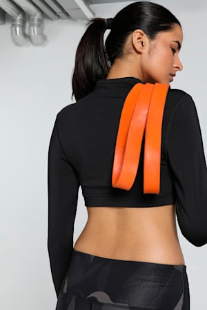 Modest Women's Long Sleeve Sports Bra, PUMA Black, extralarge-GBR