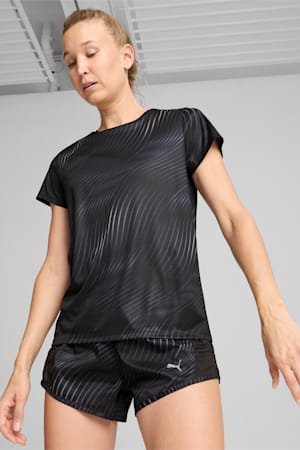 Run Favorite Women's Tee, PUMA Black-AH24 AOP, extralarge-GBR