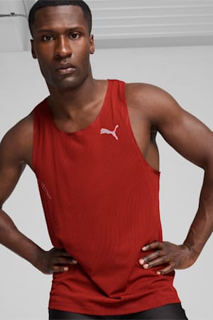 RUN ULTRASPUN Men's Running Singlet, Mars Red-AOP, extralarge-GBR