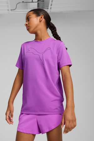 Train All Day Essentials Cat Logo Tee Youth, Pure Magenta, extralarge-GBR