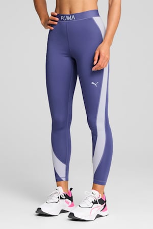 PUMA STRONG High-Waisted 7/8 Colour Block Tights Women, Blue Crystal, extralarge-GBR