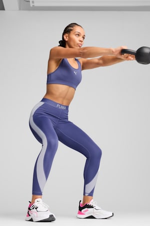 PUMA STRONG High-Waisted 7/8 Colour Block Tights Women, Blue Crystal, extralarge-GBR
