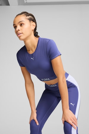 PUMA STRONG Crop Tee Women, Blue Crystal, extralarge-GBR