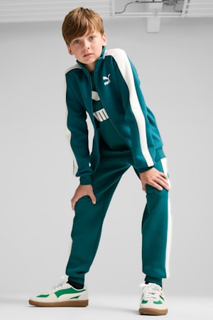 Boys green puma tracksuit on sale