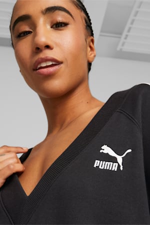 T7 V-Neck Sweatshirt Women, PUMA Black, extralarge-GBR