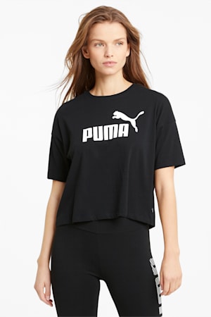 Essentials Logo Cropped Tee Women, Puma Black, extralarge-GBR