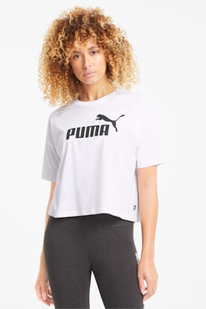 Essentials Logo Cropped Tee Women, Puma White, extralarge-GBR