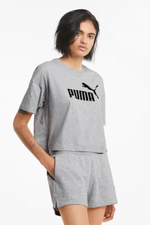 Essentials Logo Cropped Tee Women, Light Gray Heather, extralarge-GBR