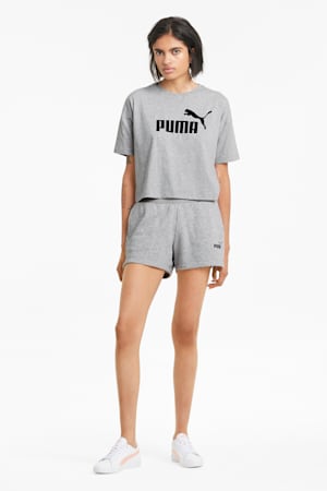 Essentials Logo Cropped Tee Women, Light Gray Heather, extralarge-GBR