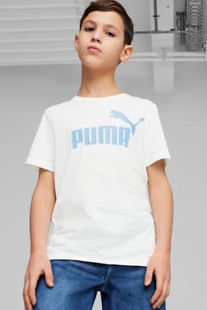 Essentials Logo Tee Youth, PUMA White-Zen Blue, extralarge-GBR