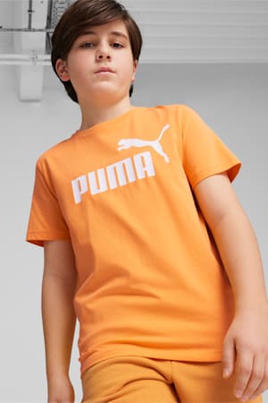 Essentials Logo Tee Youth, Clementine-PUMA White, extralarge-GBR