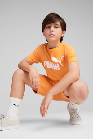 Essentials Logo Tee Youth, Clementine-PUMA White, extralarge-GBR