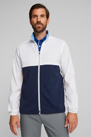 Monterey Men's Golf Windbreaker, White Glow-Navy Blazer, extralarge-GBR