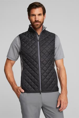 Men's Golf Frost Quilted Vest, PUMA Black-Slate Sky, extralarge-GBR