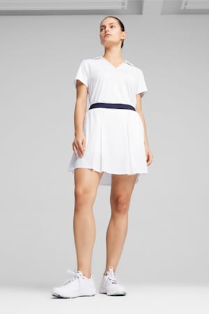 W Club Women's Pleated Golf Skirt, White Glow-Deep Navy, extralarge-GBR