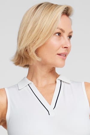 CLOUDSPUN Piped Sleeveless Golf Polo Women, White Glow, extralarge-GBR