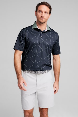 PUMA x Arnold Palmer Geo Men's Polo, Deep Navy-Eucalyptus, extralarge-GBR