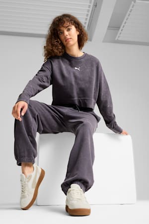 DARE TO Relaxed Washed Crew Women, Galactic Gray, extralarge-GBR