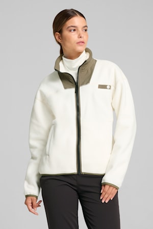 Charley Full-Zip Fleece Golf Top Women, Warm White-Dark Sage, extralarge-GBR