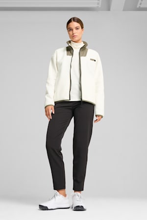 Charley Full-Zip Fleece Golf Top Women, Warm White-Dark Sage, extralarge-GBR