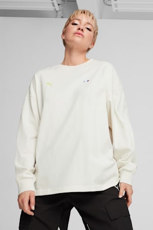 BMW M Motorsport Long Sleeve Graphic Tee Women, Vapor Gray, extralarge-GBR
