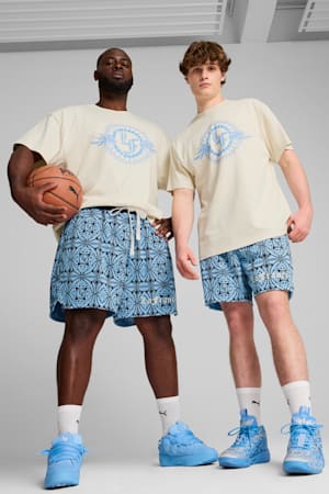 PUMA HOOPS x LAFRANCÉ Mosaic Shorts Men, Team Light Blue-AOP, extralarge-GBR