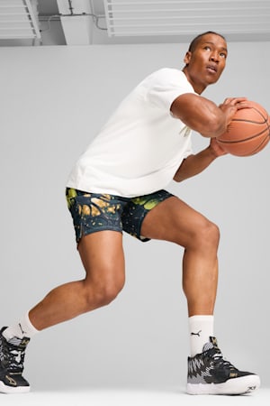 Melo 50th Basketball Shorts Men, PUMA Black-AOP, extralarge-GBR