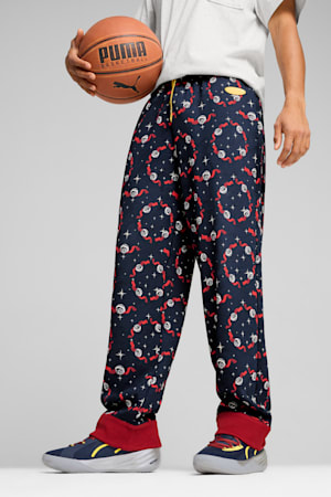 PUMA HOOPS x POLAR EXPRESS PJ Pants Men, Club Navy-Intense Red-AOP, extralarge-GBR