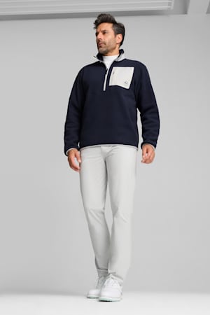 Quarter-Zip Fleece Golf Top Men, Deep Navy-White Glow, extralarge-GBR
