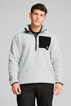 Quarter-Zip Fleece Golf Top Men, Ash Gray-PUMA Black, extralarge-GBR