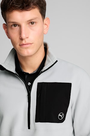 Quarter-Zip Fleece Golf Top Men, Ash Gray-PUMA Black, extralarge-GBR