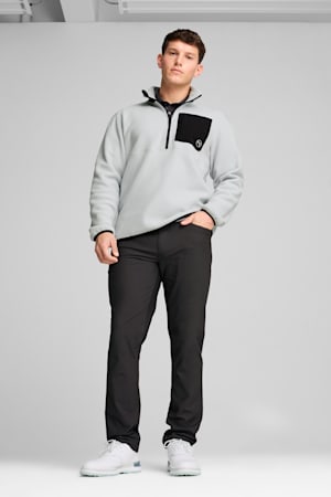 Quarter-Zip Fleece Golf Top Men, Ash Gray-PUMA Black, extralarge-GBR