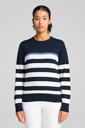Resort Stripe Sweater Women, Deep Navy-White Glow, extralarge-GBR