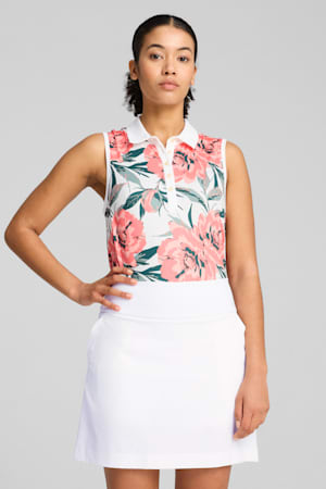 MATTR Beautiful Game Sleeveless Polo Women, White Glow-Peach Frost, extralarge-GBR