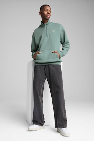 WARDROBE ESS Relaxed Half Zip Crew Men, Green Moon, extralarge-GBR