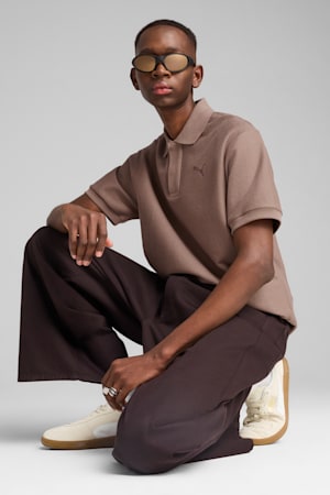 PREMIUM Essentials Relaxed Jacquard Polo Unisex, Totally Taupe, extralarge-GBR