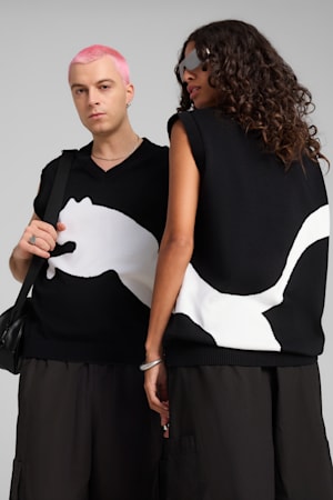 FUTURE.PUMA.ARCHIVE Relaxed Graphic Knitted Vest Unisex, PUMA Black, extralarge-GBR