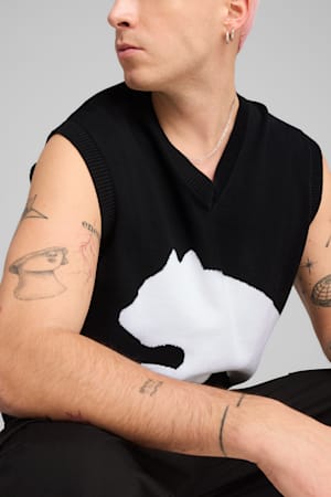FUTURE.PUMA.ARCHIVE Relaxed Graphic Knitted Vest Unisex, PUMA Black, extralarge-GBR