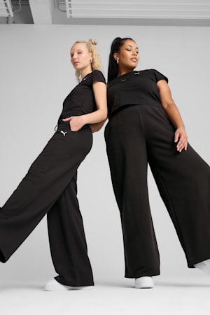 Wardrobe Essentials Relaxed Wide Leg Sweatpants Women, PUMA Black, extralarge-GBR