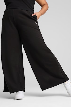 Wardrobe Essentials Relaxed Wide Leg Sweatpants Women, PUMA Black, extralarge-GBR